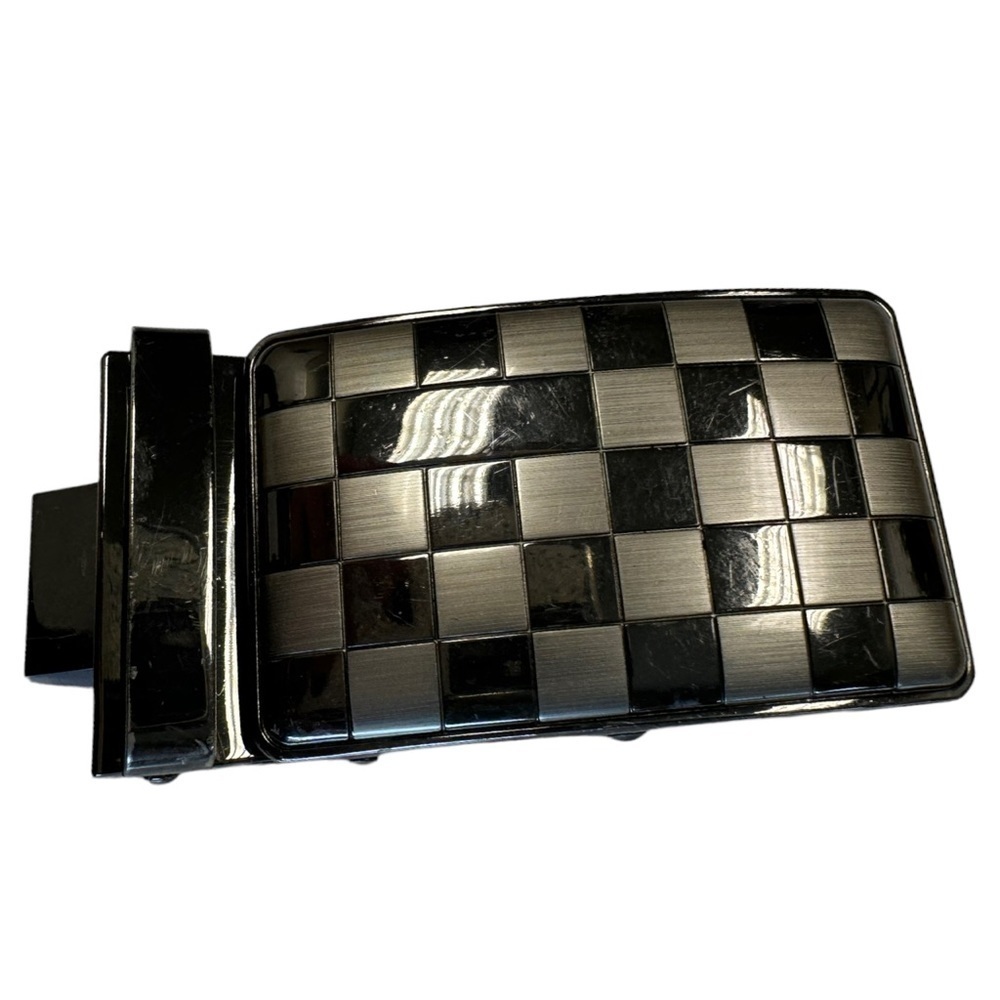 Vintage Gunmetal Checkerboard Belt Buckle
